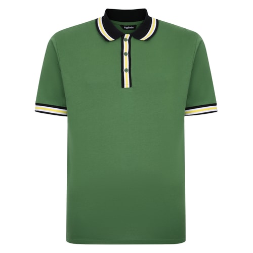 Bigdude Poloshirt mit kontrastierenden Streifen und Spitze, Dunkelgrün